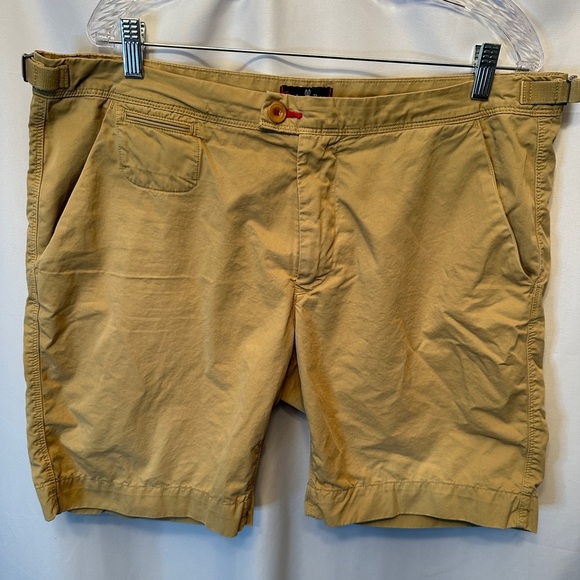 Psycho Bunny Size 38 Classic Chino Shorts Dark Khaki Tan 9" Inseam - Picture 1 of 10